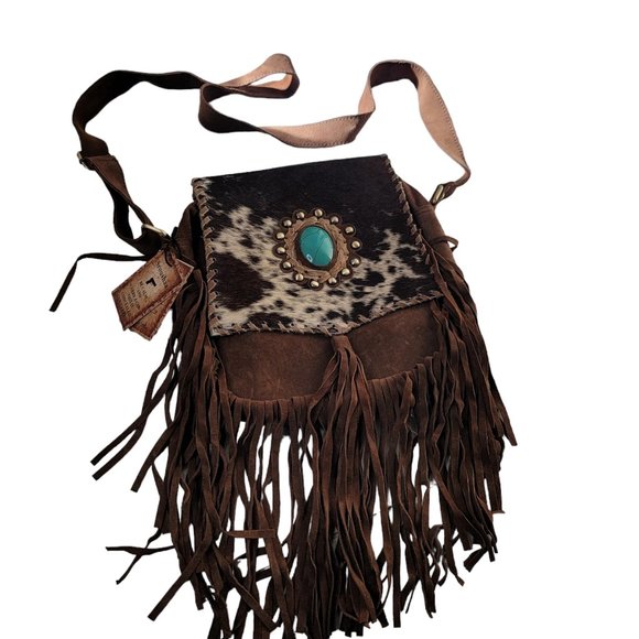 Sroushaa Handbags - Genuine cowhide and tooled leather crossbody purse Messenger Bag.
